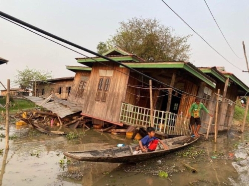 Erdbeben und grosse Zerstörung in Myanmar, wir sammeln für den Wiederaufbau von 100 Häusern in der Region Inle Lake